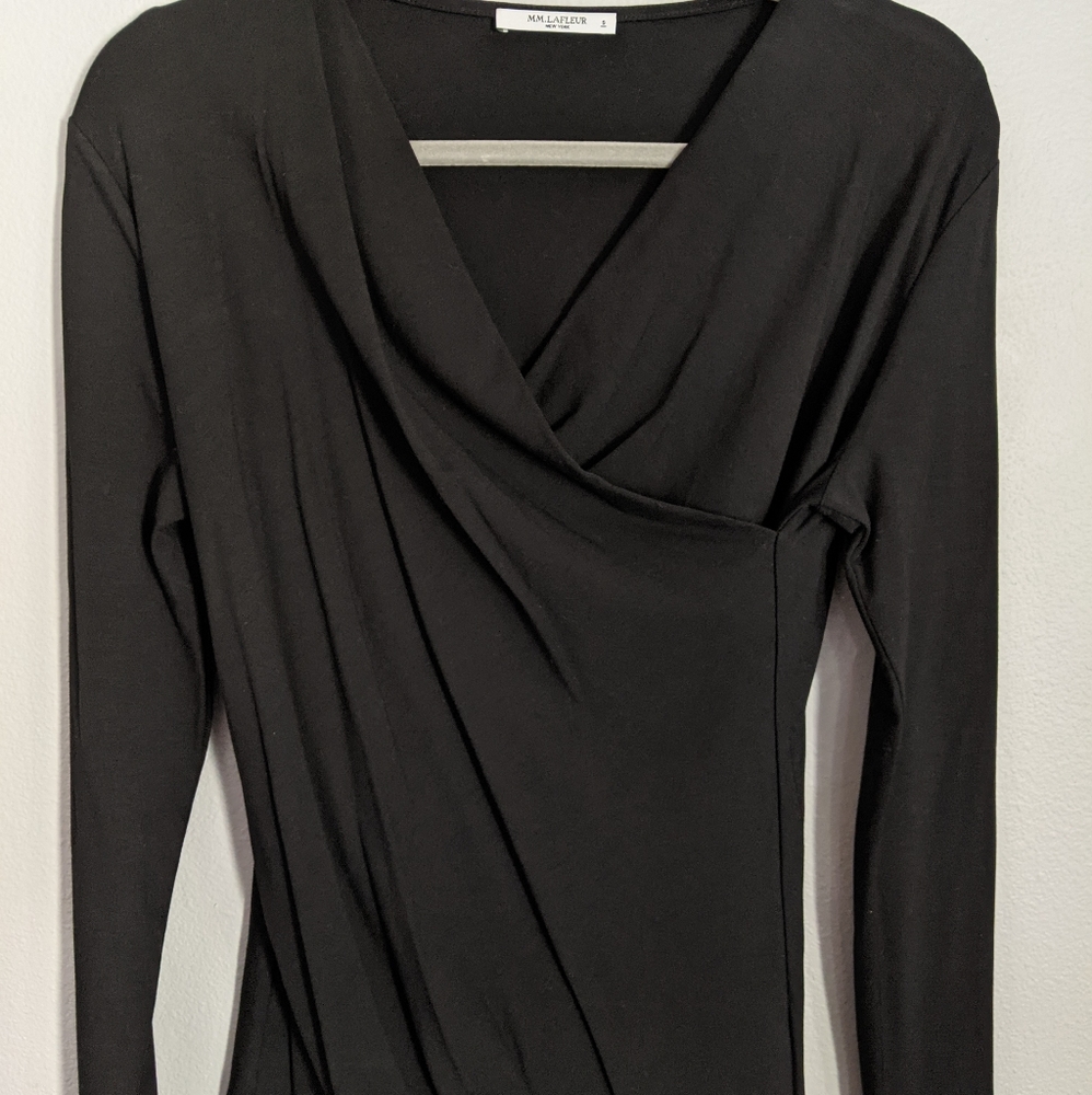 Rouched MM.LaFleur shirt, small, black